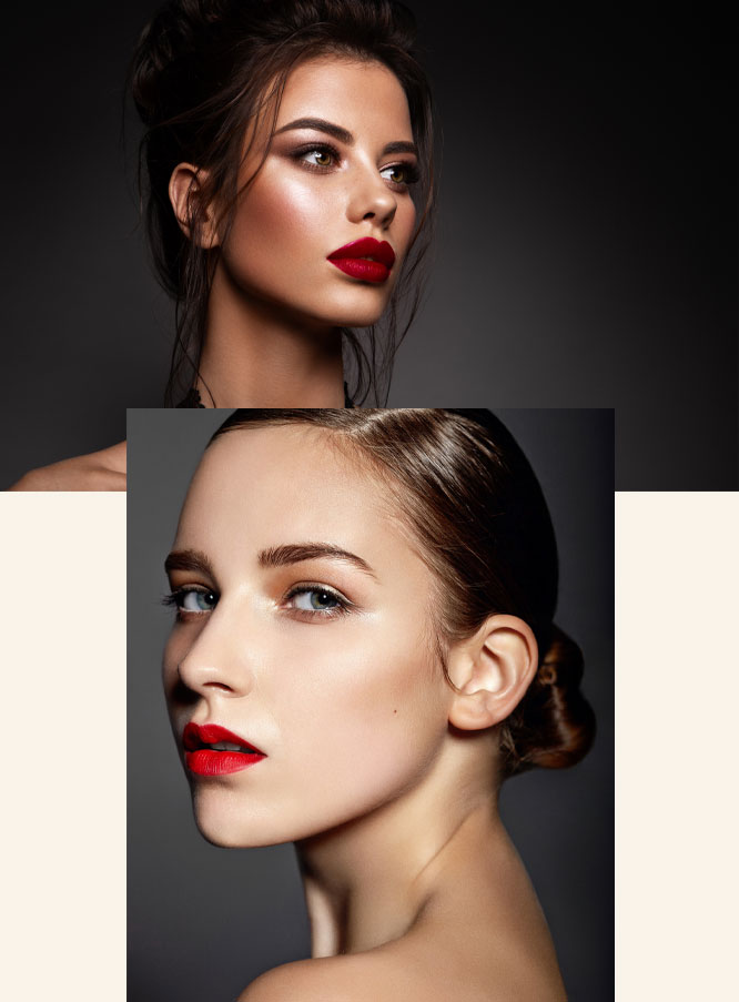 Beautiful girl red lips Makeup Courses Mobilie